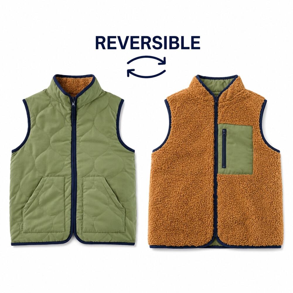 Cat & Jack Reversible Sherpa & Quilted Vest - M (8)